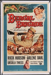 4x0087 BENGAL BRIGADE linen 1sh 1954 Rock Hudson & Arlene Dahl romancing and fighting in India!