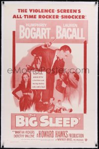 4x0092 BIG SLEEP linen 1sh R1954 Humphrey Bogart, sexy Lauren Bacall, Howard Hawks classic!