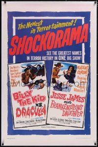 4x0095 BILLY THE KID VS. DRACULA/JESSE JAMES MEETS FRANKENSTEIN'S DAUGHTER linen 1sh 1965 horror!