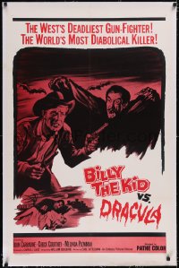 4x0094 BILLY THE KID VS. DRACULA linen 1sh 1965 John Carradine as the vampire, Plowman, horror art!