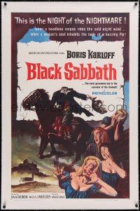 4x0101 BLACK SABBATH linen 1sh 1964 Boris Karloff, Mario Bava horror trilogy, gruesome severed head!
