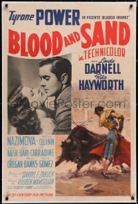 4x0108 BLOOD & SAND linen 1sh 1941 Ruano-Llopis art of matador + Tyrone Power & Rita Hayworth!