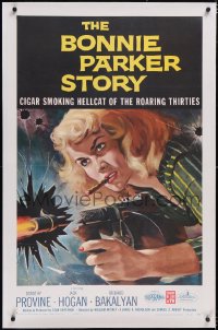 4x0115 BONNIE PARKER STORY linen 1sh 1958 great art of the cigar-smoking hellcat of the roaring '30s!