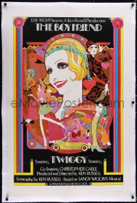4x0118 BOY FRIEND linen int'l 1sh 1971 art of sexy Twiggy by Dick Ellescas, directed by Ken Russell!