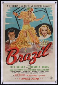 4x0120 BRAZIL linen 1sh 1944 Tito Guizar & Virginia Bruce in a glorious Pan-American musical romance!
