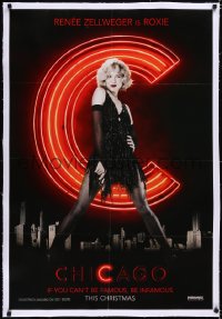 4x0150 CHICAGO linen teaser 1sh 2002 great full-length image of sexy Renee Zellweger as Roxie!