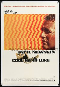 4x0169 COOL HAND LUKE linen 1sh 1967 prisoner Paul Newman refuses to conform, cool art by James Bama!