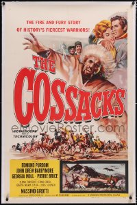 4x0171 COSSACKS linen 1sh 1960 I Cosacchi, John Drew Barrymore, Edmund Purdom, fire & fury story!