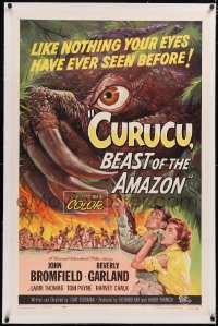 4x0192 CURUCU, BEAST OF THE AMAZON linen 1sh 1956 Universal horror, cool monster art by Reynold Brown!
