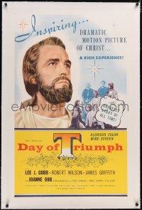4x0202 DAY OF TRIUMPH linen 1sh 1954 Pichel's inspiring Life of Christ, art of Wilson as Jesus!