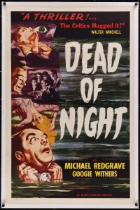 4x0205 DEAD OF NIGHT linen 1sh R1951 Alberto Cavalcanti English horror, cool artwork, ultra rare!