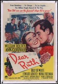 4x0208 DEAR RUTH linen 1sh 1947 romantic close up art of William Holden & Joan Caulfield!