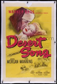 4x0214 DESERT SONG linen 1sh 1944 Oscar Hammerstein II musical, Dennis Morgan & pretty Irene Manning!