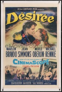 4x0216 DESIREE linen 1sh 1954 great artwork of Marlon Brando & pretty Jean Simmons about to kiss!