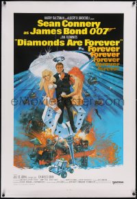 4x0221 DIAMONDS ARE FOREVER linen 1sh R1980 art of Sean Connery as James Bond with girls by McGinnis!