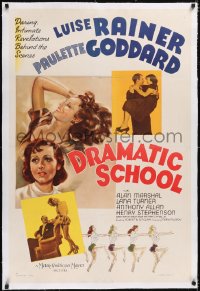 4x0233 DRAMATIC SCHOOL linen style D 1sh 1938 art of Luise Rainer, Paulette Goddard & dancers, rare!