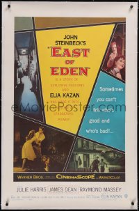 4x0238 EAST OF EDEN linen 1sh 1955 first James Dean, Julie Harris, John Steinbeck, Elia Kazan classic!