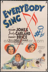 4x0245 EVERYBODY SING linen style C 1sh 1938 Judy Garland, Allan Jones, Fanny Brice, ultra rare!
