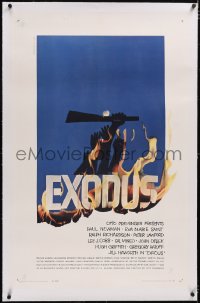 4x0247 EXODUS linen 1sh 1961 Otto Preminger, great artwork of arms reaching for rifle by Saul Bass!