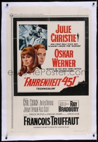 4x0250 FAHRENHEIT 451 linen 1sh 1967 Francois Truffaut, Julie Christie, Oskar Werner, Ray Bradbury!