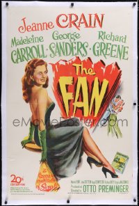 4x0252 FAN linen 1sh 1949 full-length art of sexy Jeanne Crain, Otto Preminger directed, Oscar Wilde!