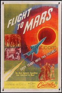 4x0269 FLIGHT TO MARS linen 1sh 1951 the most fantastic expedition ever conceived by man, cool art!