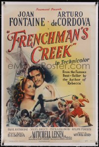 4x0281 FRENCHMAN'S CREEK linen 1sh 1944 c/u of pretty Joan Fontaine, swashbuckler Arturo de Cordova!