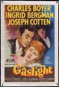 4x0288 GASLIGHT linen 1sh 1944 great art of Ingrid Bergman, Charles Boyer & Joseph Cotten, Cukor!