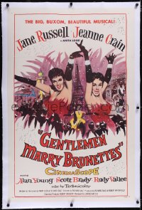 4x0293 GENTLEMEN MARRY BRUNETTES linen 1sh 1955 sexy Jane Russell & Jeanne Crain in a buxom musical!