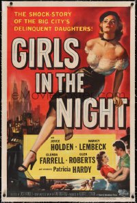 4x0304 GIRLS IN THE NIGHT linen 1sh 1953 great art of barely dressed sexy bad girl Joyce Holden!