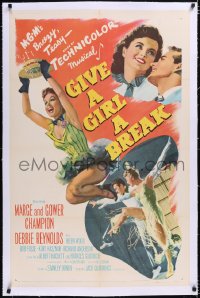 4x0306 GIVE A GIRL A BREAK linen 1sh 1953 Marge & Gower Champion, Debbie Reynolds, Stanley Donen!