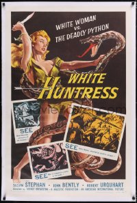 4x0312 GOLDEN IVORY linen 1sh R1957 great deceptive art of White Huntress vs The Deadly Python!