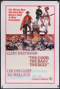 4x0315 GOOD, THE BAD & THE UGLY linen 1sh 1968 Clint Eastwood, Lee Van Cleef, Wallach, Leone classic!