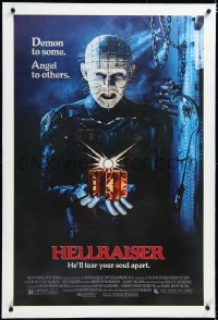 4x0340 HELLRAISER linen 1sh 1987 Clive Barker, great image of Pinhead, he'll tear your soul apart!