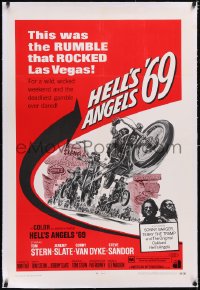 4x0339 HELL'S ANGELS '69 linen 1sh 1969 art of biker gang in the rumble that rocked Las Vegas!