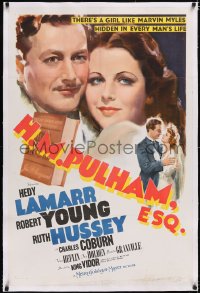 4x0328 H.M. PULHAM ESQ linen style C 1sh 1941 great artwork of pretty Hedy Lamarr & Robert Young!