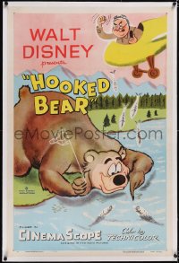 4x0352 HOOKED BEAR linen 1sh 1956 great cartoon art of Humphrey catching fish in river, ultra rare!