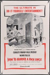 4x0363 HOW TO MURDER A RICH UNCLE linen 1sh 1958 cartoon art of Charles Coburn by Charles Addams!