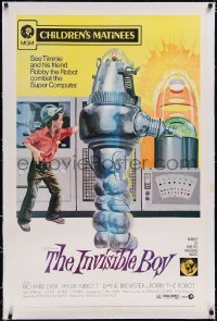 4x0383 INVISIBLE BOY linen 1sh R1973 John Solie art of Robby the Robot, better image than original!