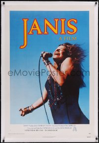 4x0392 JANIS linen int'l 1sh 1975 great image of Joplin singing into microphone by Jim Marshall!