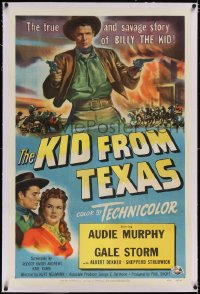 4x0411 KID FROM TEXAS linen 1sh 1949 Audie Murphy & Gale Storm in the savage story of Billy the Kid!