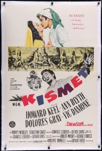 4x0420 KISMET linen 1sh 1956 Howard Keel, Ann Blyth, ecstasy of song, spectacle & love!