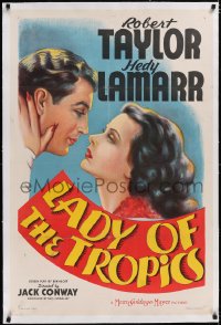 4x0433 LADY OF THE TROPICS linen style C 1sh 1939 art of Hedy Lamarr & Robert Taylor, ultra rare!