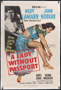 4x0434 LADY WITHOUT PASSPORT linen 1sh 1950 sexiest barely-clad Hedy Lamarr in harem girl costume!