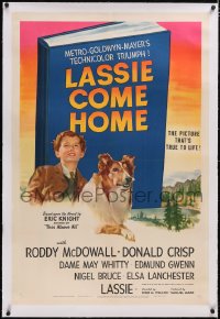 4x0437 LASSIE COME HOME linen style C 1sh 1943 great art of young Roddy McDowall & his beloved Collie!