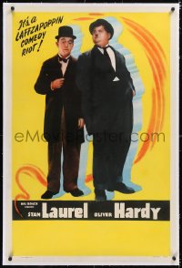 4x0441 LAUREL & HARDY linen 1sh 1947 Hal Roach, full-length Stan Laurel & Oliver Hardy, laffzapoppin!