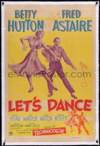 4x0446 LET'S DANCE linen 1sh 1950 two great images of dancing Fred Astaire & Betty Hutton!
