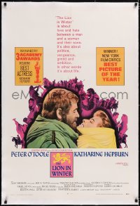 4x0450 LION IN WINTER linen awards 1sh 1969 Katharine Hepburn as Eleanor, Peter O'Toole as Henry II!