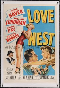 4x0462 LOVE NEST linen 1sh 1951 full-length art of sexy Marilyn Monroe, William Lundigan, June Haver!