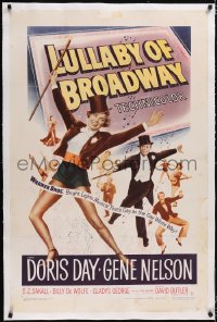 4x0466 LULLABY OF BROADWAY linen 1sh 1951 art of sexy Doris Day & Gene Nelson in top hat and tails!